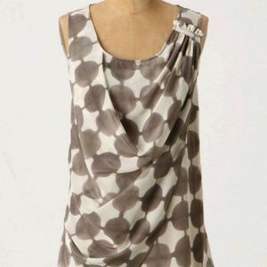 Anthropologie Maeve Gray Quantum Dot Silk Blouse